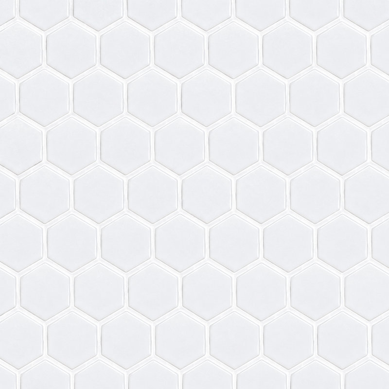 Mosaïques Tuxedo Hexagonales blanches de 5 cm, Hexagone blanc de 2 pouces