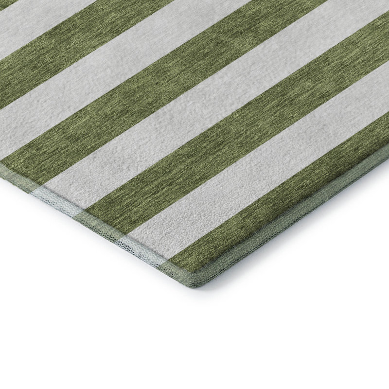 Tapis olive Cerrito AMF528 lavable à la machine de qualité supérieure, Rectangulaire 3 pi x 5 pi