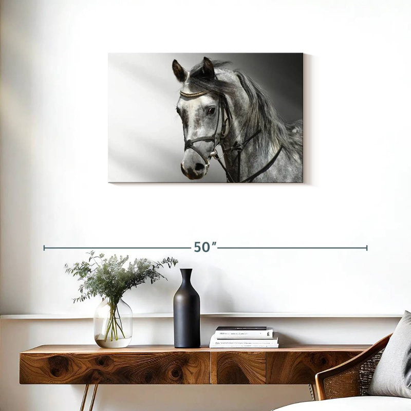 Cheval arabe monochromatique Brampt, H 20 po x l 30 po