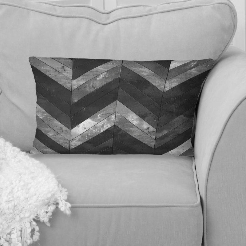 Coussin lombaire Mid-Century noir à chevrons Delight