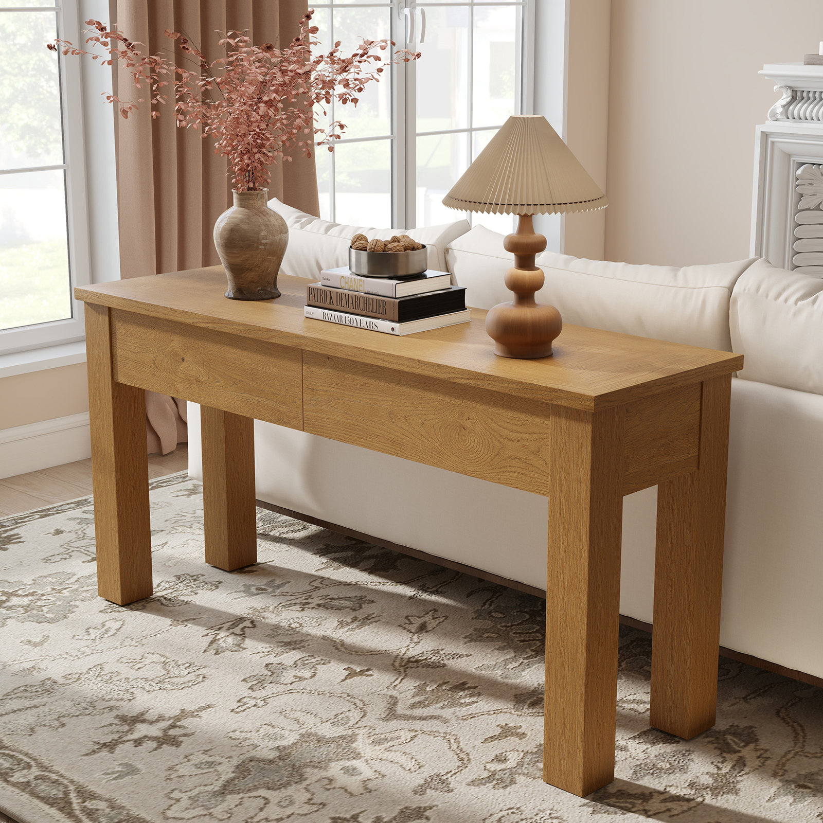 Dutton 60" Console Table, Mid Tone Oak