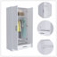 Armoire Ambery 180, deux tablettes, porte double, tringle en métal, un tiroir