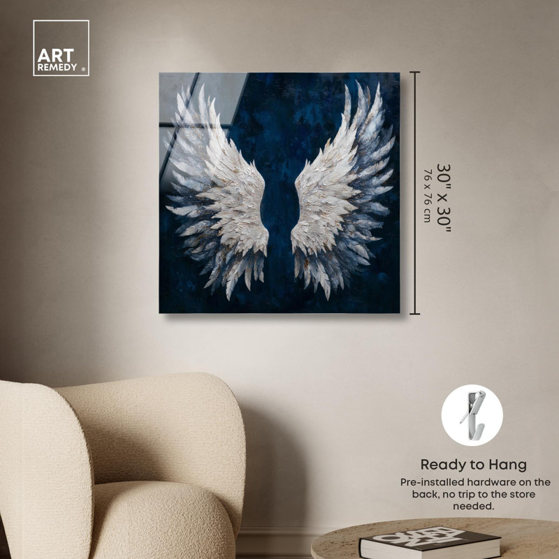 «Angel Wings on Navy» par Christian Remedy, H 30 po x l 30 po