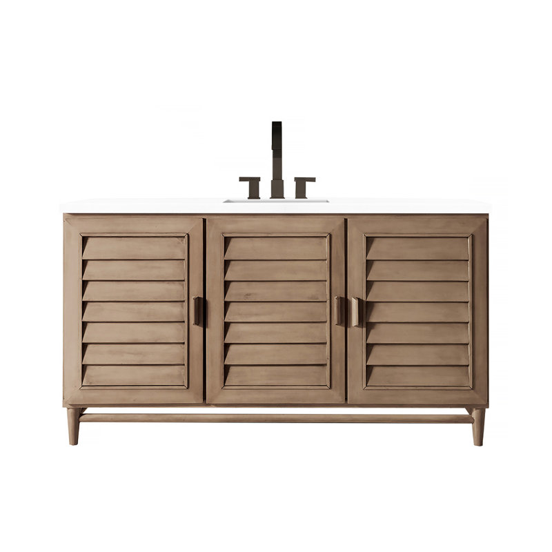Portland 60'' W Single Vanity, White Zeus, Widespread