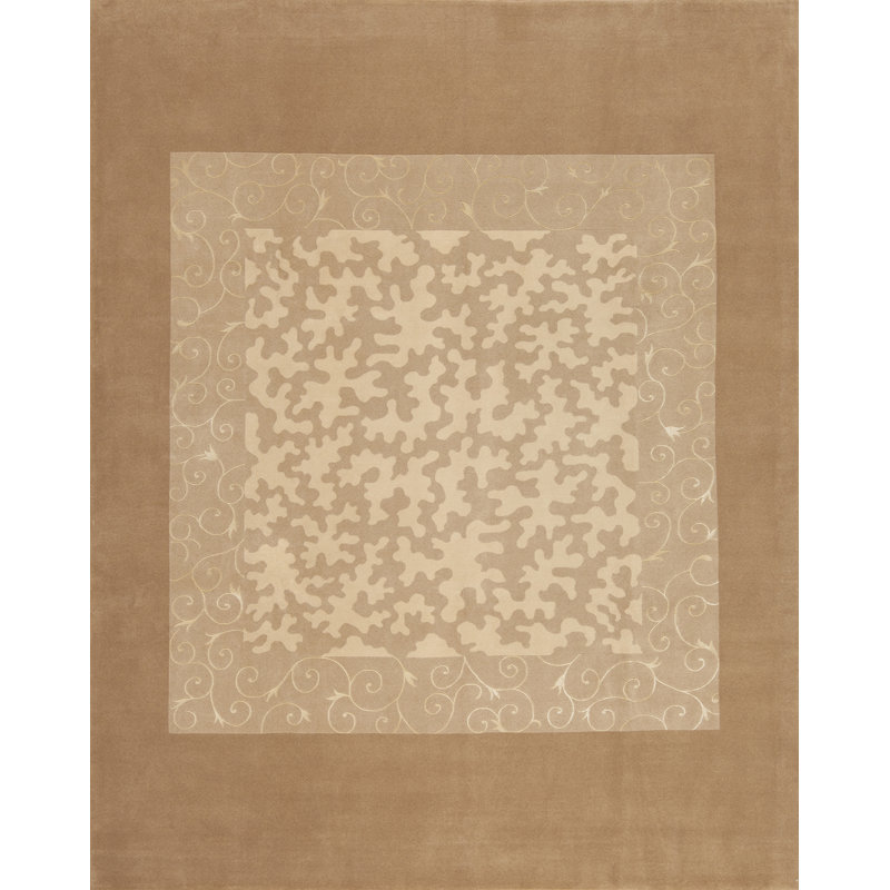 Concerto Hand Knotted Area Rug in Beige/Gold, Rectangle 4' x 6'