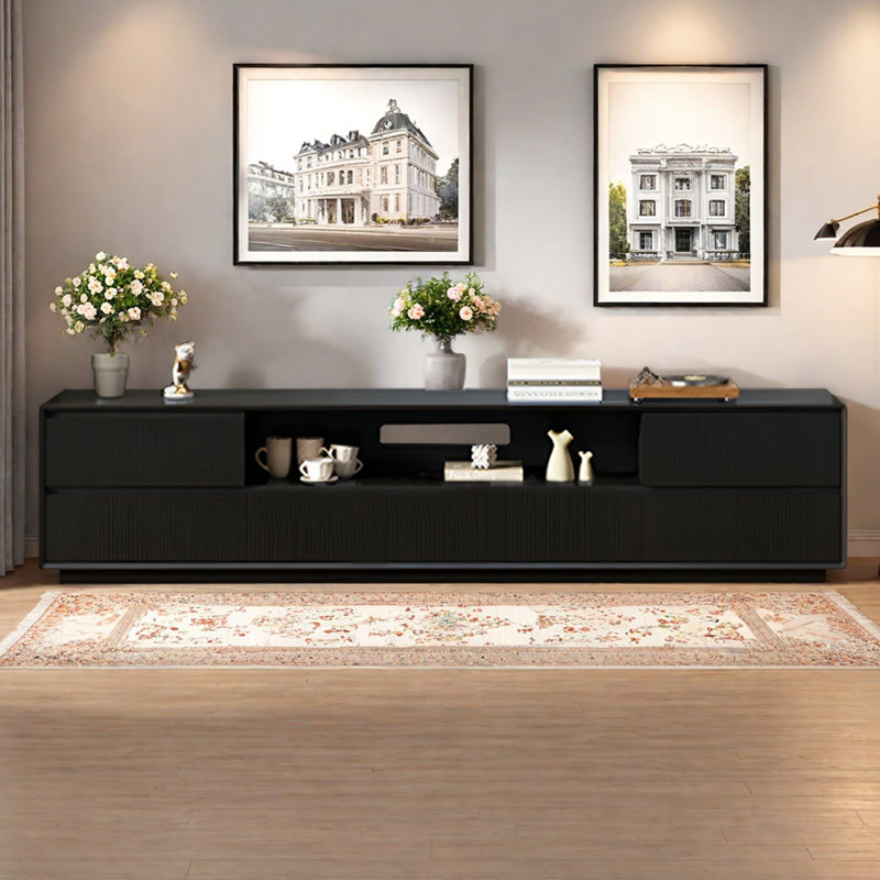 Meuble télé Modern, Noir, H 19,68 po x L 78,74 po x l 15,75 po