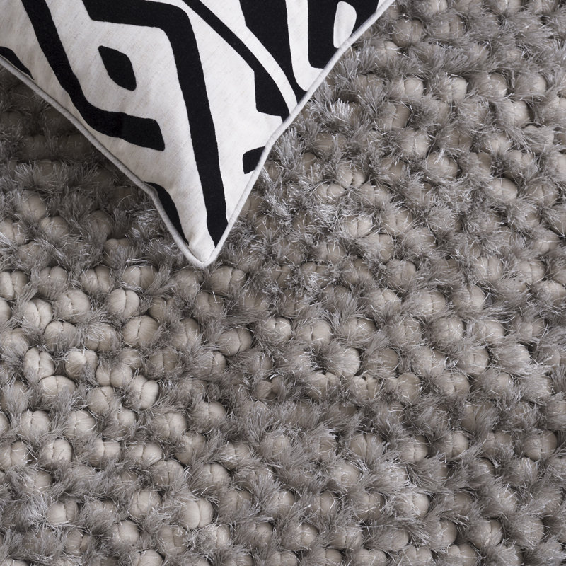 Delane Handwoven Flatweave Silver Area Rug, Rectangle 5' x 8'