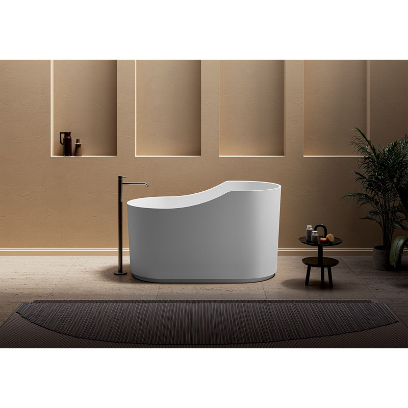Ruvati 55-inch Japanese Ofuro Freestanding Bath Tub Solid Surface Soaking Tub epiStone in Matte White, Matte White