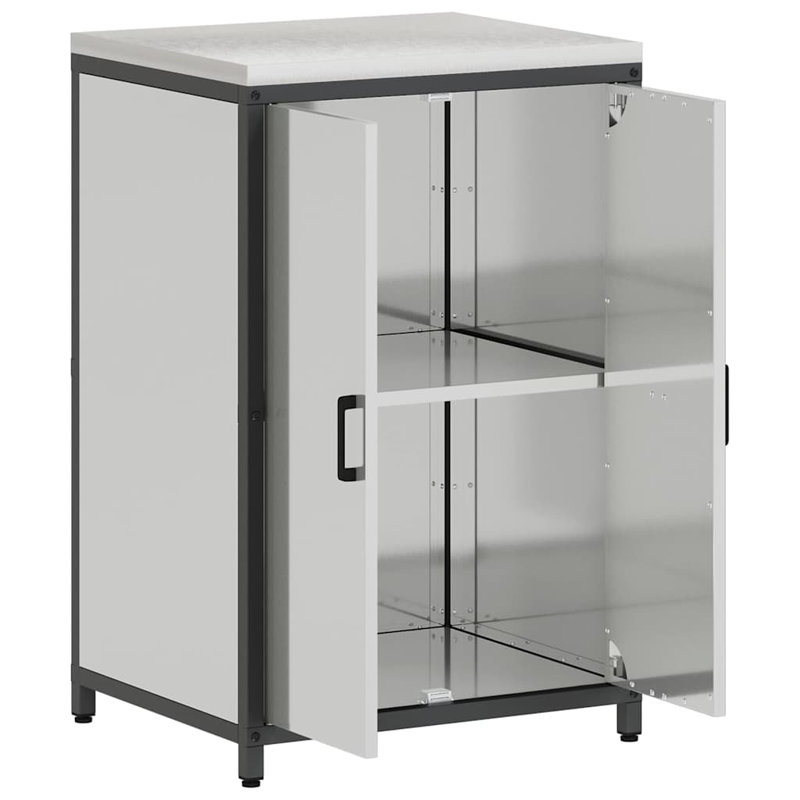  Kitchen Storage Cabinet With Shelf Silver Galvanised Steel