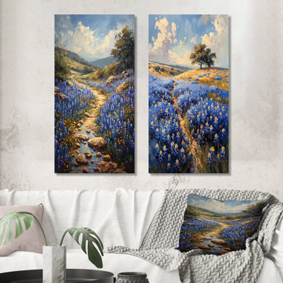 «Blue Bonnets Blue Tranquility Field I - Blue Bonnets», ensemble de 2 pièces