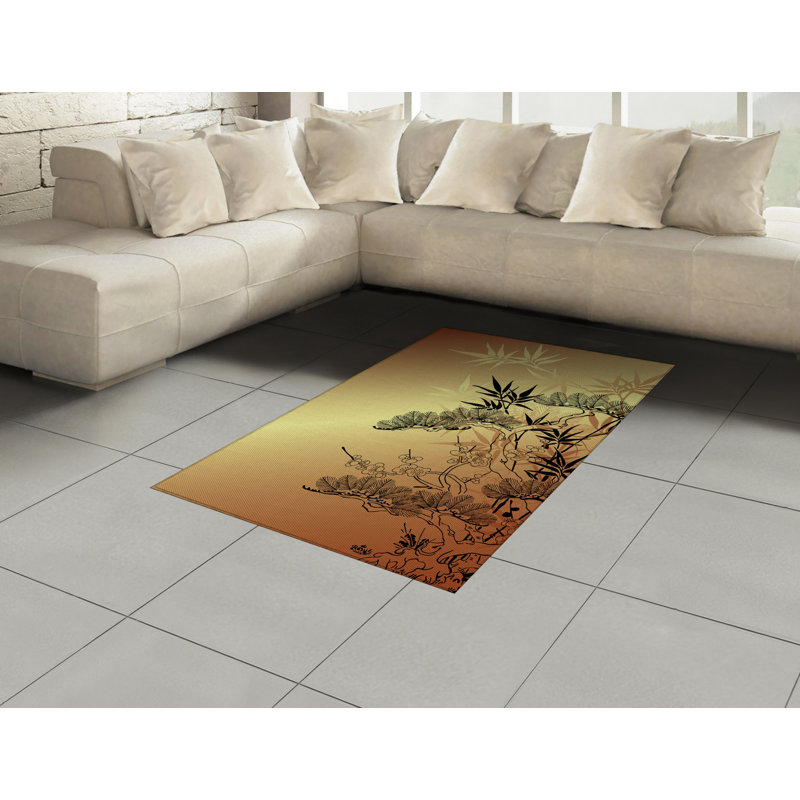 Japanese High Density Long Fiber Poly Threads Decorative Area Rug Carpet, Rectangle 4' x 5'8"