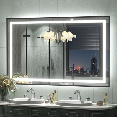 UL Certified Front & Back LED Anti-Fog Tempered Glass Framed Bathroom/Vanity Mirror - Basics by Wayfair™