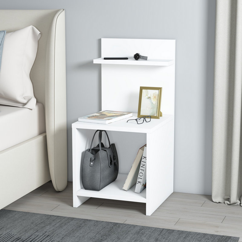 Sohi 35.6cm W Manufactured Wood Bedside Table, White