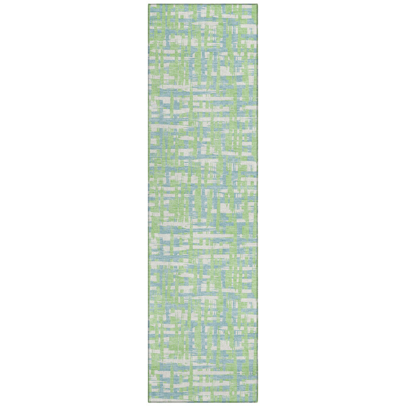 Zarifa Green Washable Indoor-Outdoor Rug - , 2'3" x 7'6"