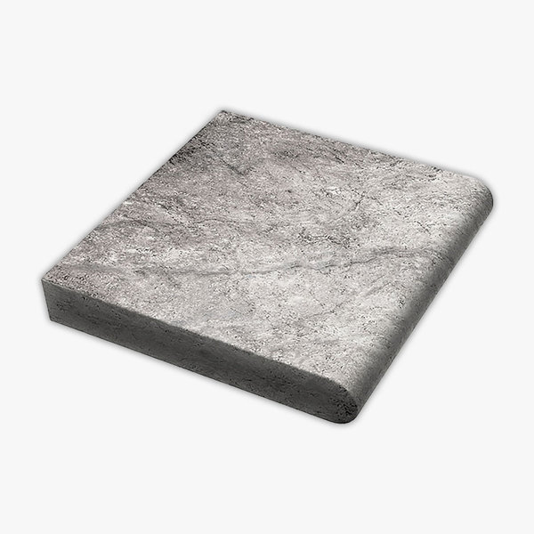 Silver Tumbled 12x12 Travertine Extra Thick Bullnose Coping