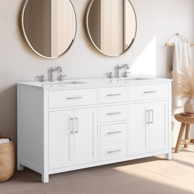 Tremolo 60" Double Bathroom Vanity With Engineered Marble Top
