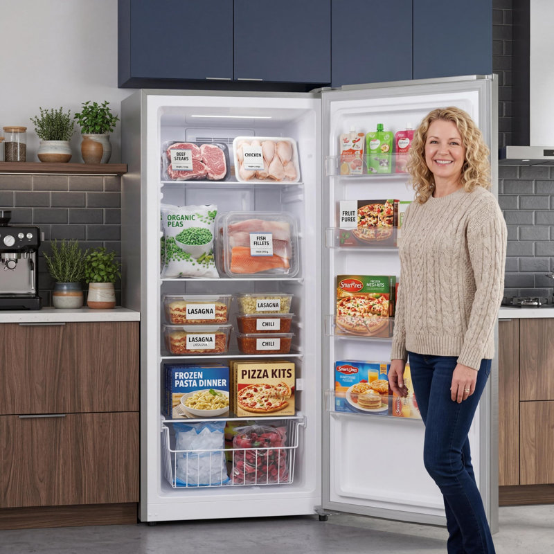 14 Cu.Ft Freestanding Frost-Free Upright Freezer, Vertical Deep Freezer with Electronic Temperature Control and Removable Adjustable Shelves, Energy Saving Stand Up Freezer for Home Kitchen