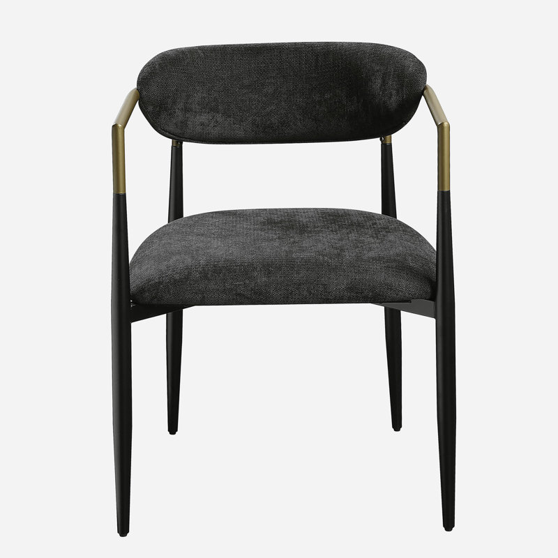 Chaise Jaramillo en velours noir avec bord laqué noir (ensemble de 2 pièces), Noir