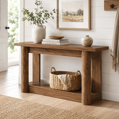 31.5" Tall Wooden Console Table with Lower Shelf, Farmhouse Style Entryway Table for Living Room & Hallway