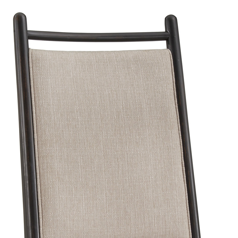 Cipolla Wood Finish Beige Fabric Dining Chair, Black