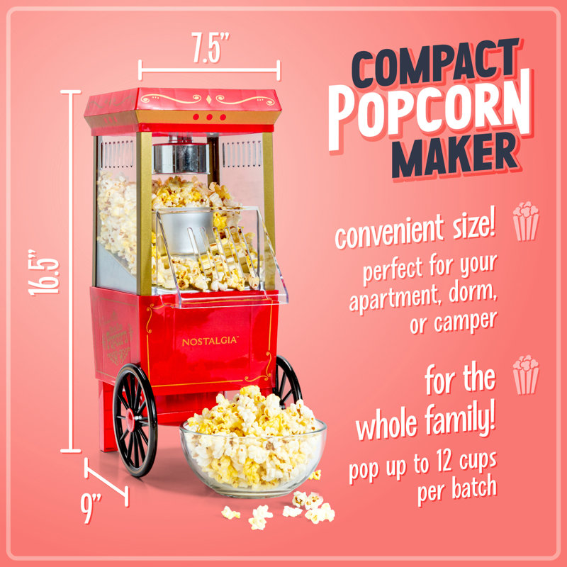 Nostalgia 10 oz. Popcorn Machine with Cart, Red
