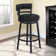Deherrera Modern Swivel Counter or Bar Stool with Open Low Back and Footrest in Metal and Faux Leather