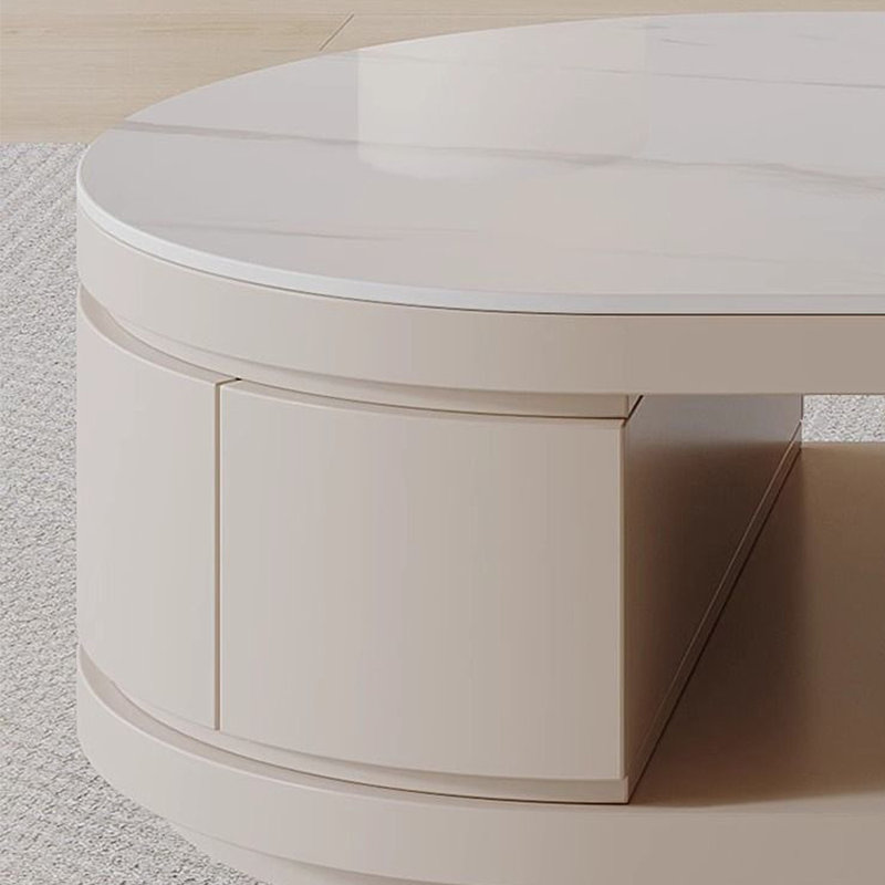 Italian Style Expandable Rock Slab Coffee Table, Black;Cream, Black;White