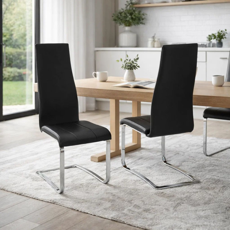 Benjeman 19.5'' H Metal Cantilever Chair, 2, Black