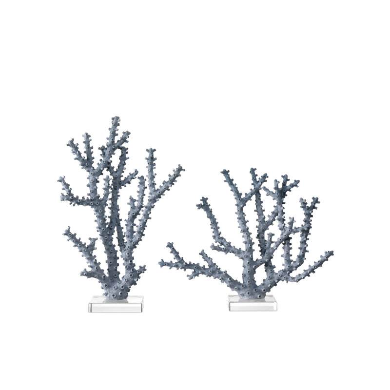 2 Piece Blue Coral Figurine / Sculpture Set
