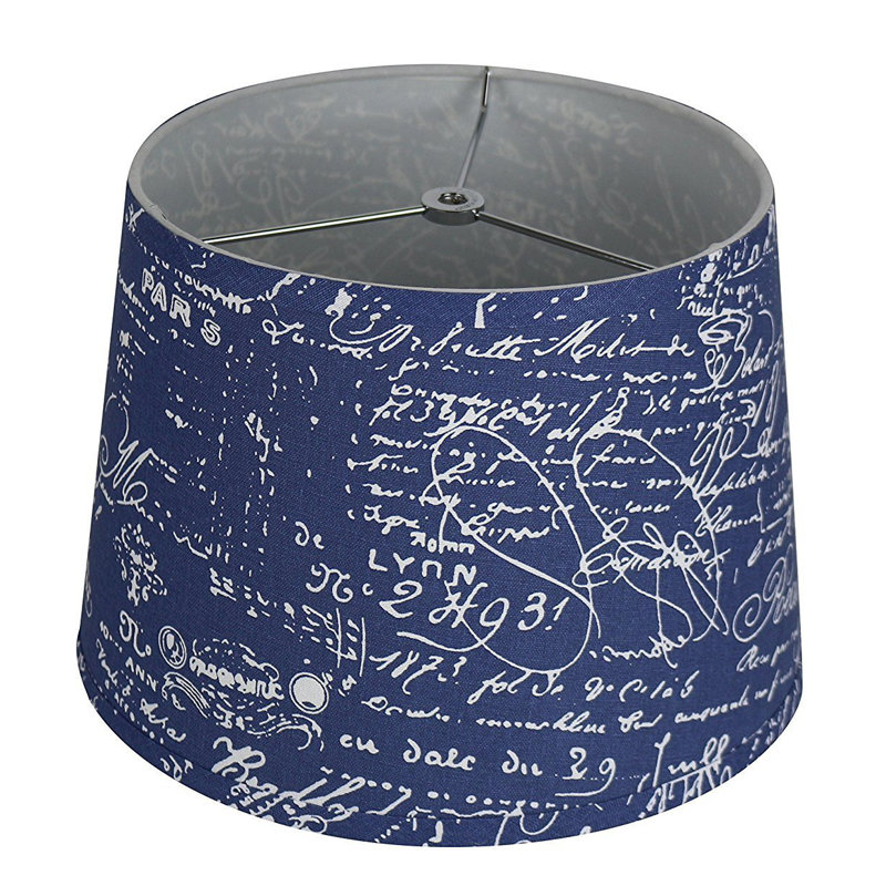 Abat-jour tambour en lin (araignée) en bleu, H 8,5 po x l 12 po P 12 po