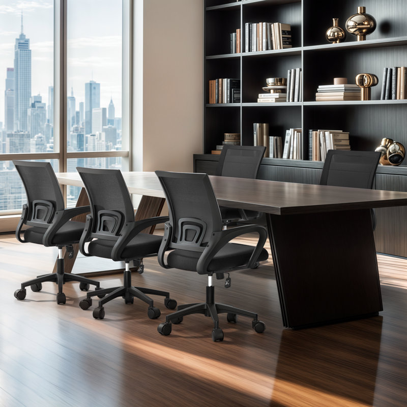 Mesh Office Chairs Adjustable Computer Desk Chairs Swivel Ergonomic Task Chairs With Lumbar Support, Black
