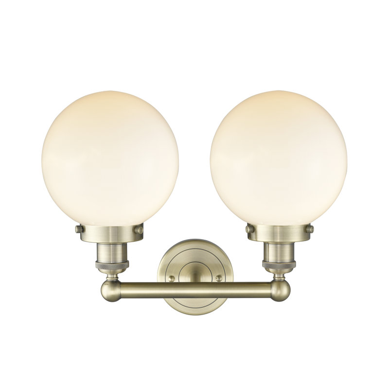 Alphonsa 2 - Light Dimmable Vanity Light, Matte White, Antique Brass