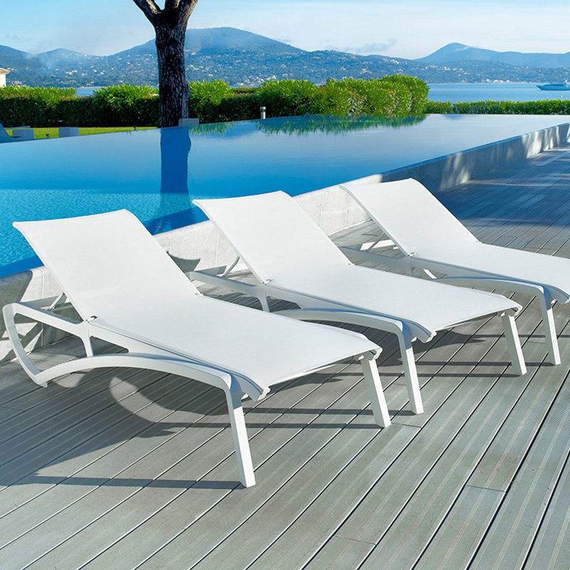 Chaise longue inclinable 32,5 po Sunset, Bleu, Blanc
