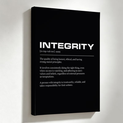 Definition of Integrity Framed Canvas Wall Art, Text Print, 24 x 36 Inch, Bedroom, Living Room and Home Decor