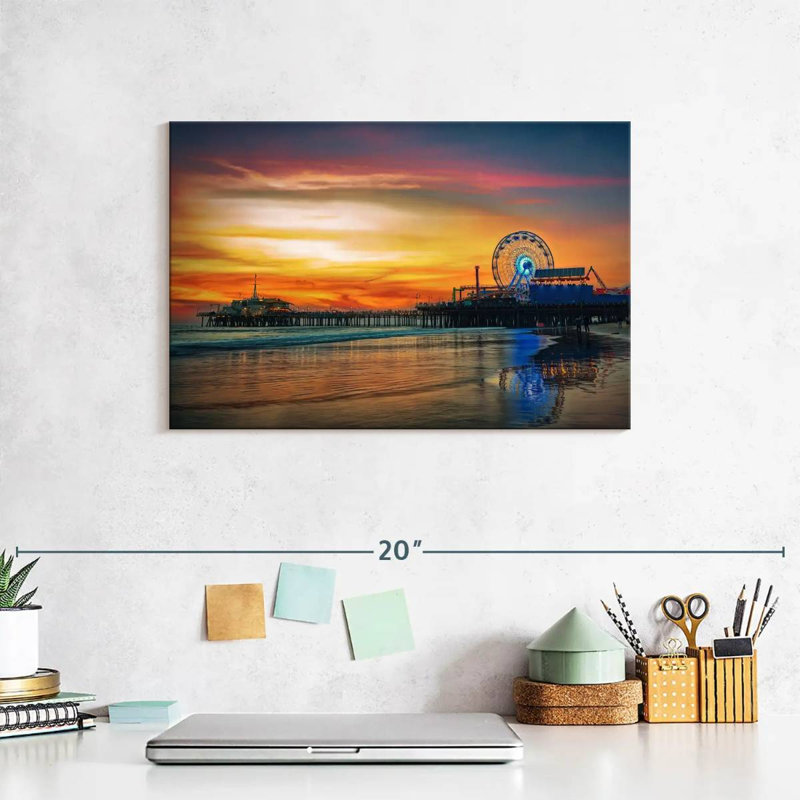 Gillard Santa Monica Pier Sunset, 8" H x 12" W