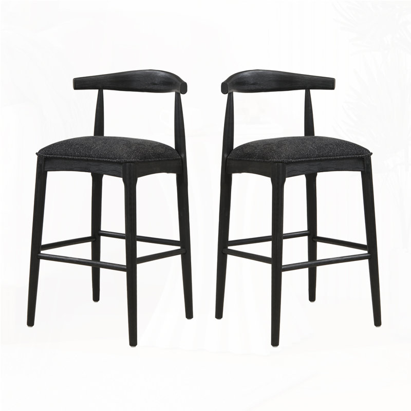Tabouret de bar en bois, Tabouret de bar (siège d'une hauteur de 30,5 po), Siège noir / structure en bois