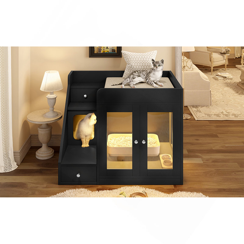 Enceinte de litière pour chat GO, Noir