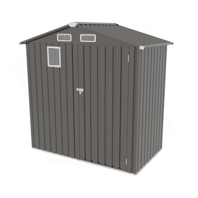 6X3.6FT Metal Storage Shed with Peaked Roof, Clear Window and Lockable Door for Garden, Backyard, Patio, Sundries and Bike Storage