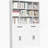 71" H Metal Bookcase With 2 Doors & 2 Drawers, Tall Storage Cabinet With Fixed Open Shelves For Home Office, Living Room, Modern Bookshelf, White