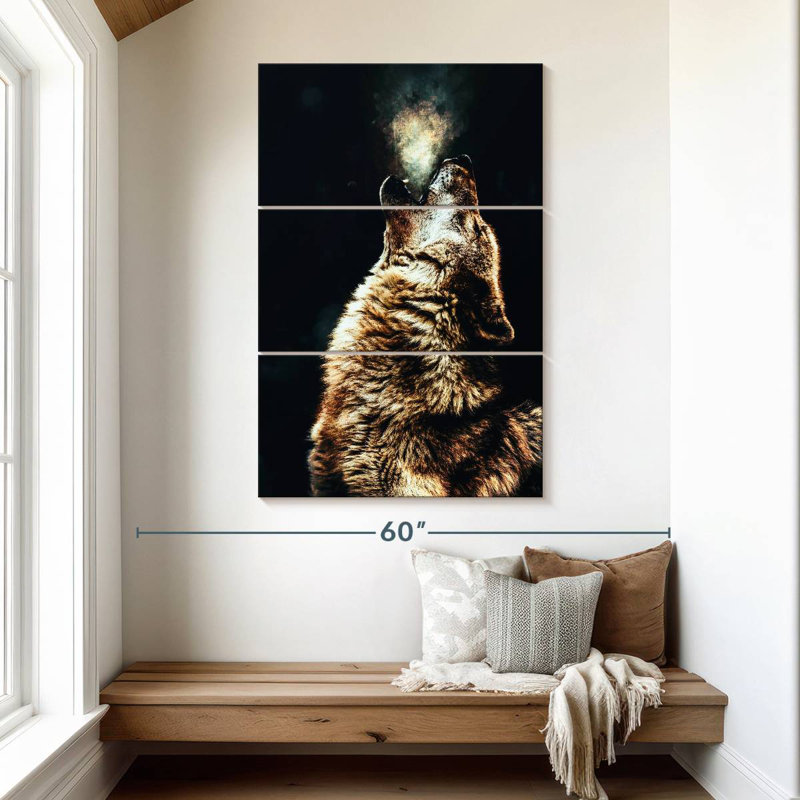 Brampt Dark Howling Wolf, 50" H x 32" W