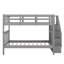 Full Over Full Size Bunk Bed, Convertible To 2 Platform Beds, Solid Wooden Bunk Bed With Storage Staircase, Safety Guardrails-1370688510