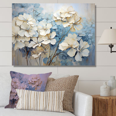 Minimalisme, géraniums blancs et bleus
