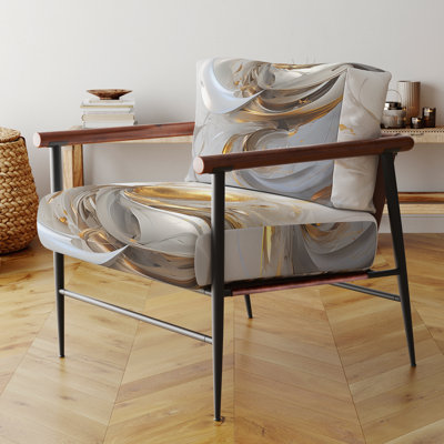 Fractal Gold Sphere On I - Fauteuil d'appoint rembourré en velours abstrait