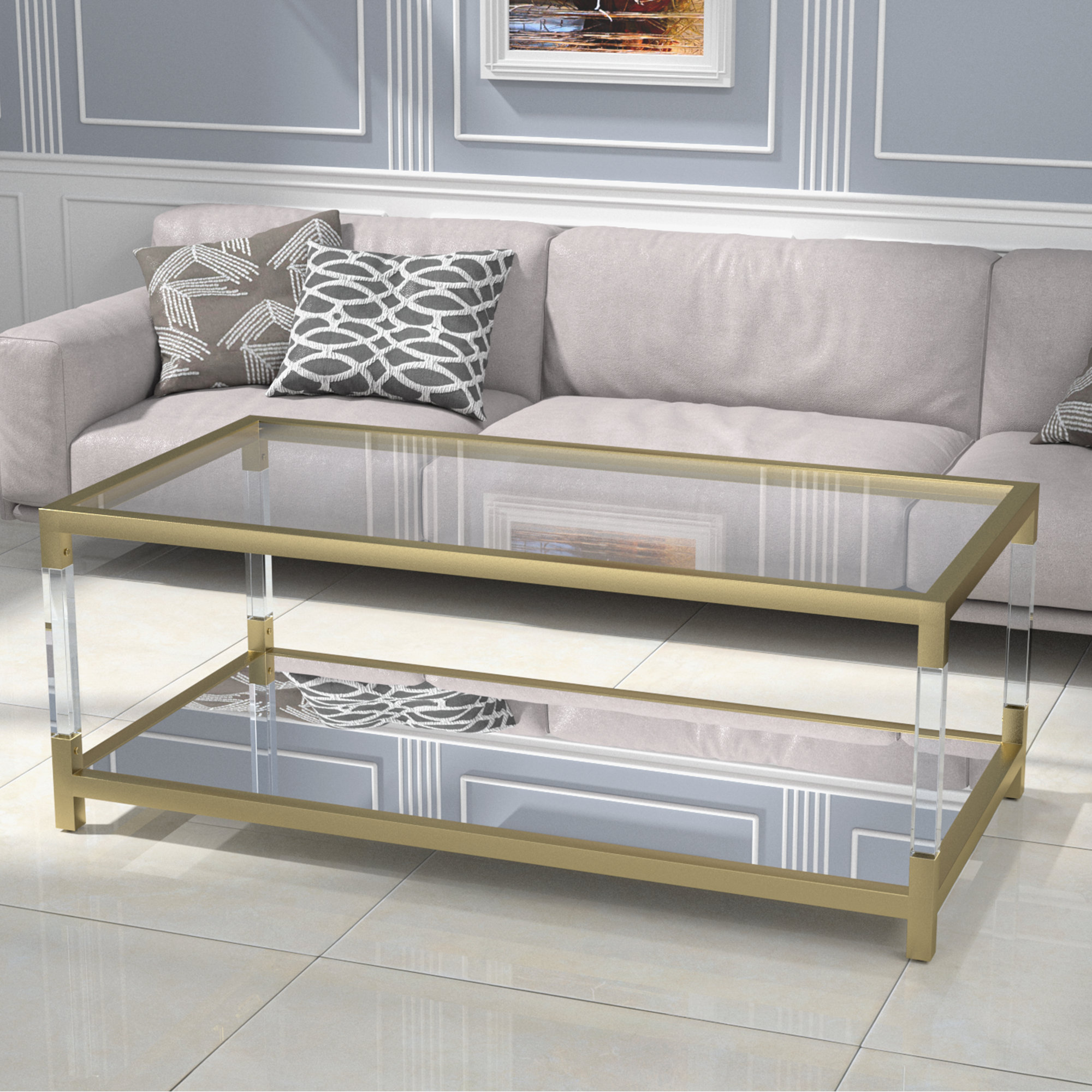 Everly Quinn Glass Top Coffee Table | Wayfair