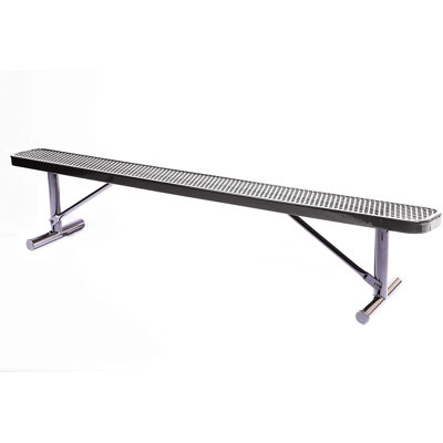 Banc revêtu de tissu noir, élargi, 8 pi, sans dossier, portable