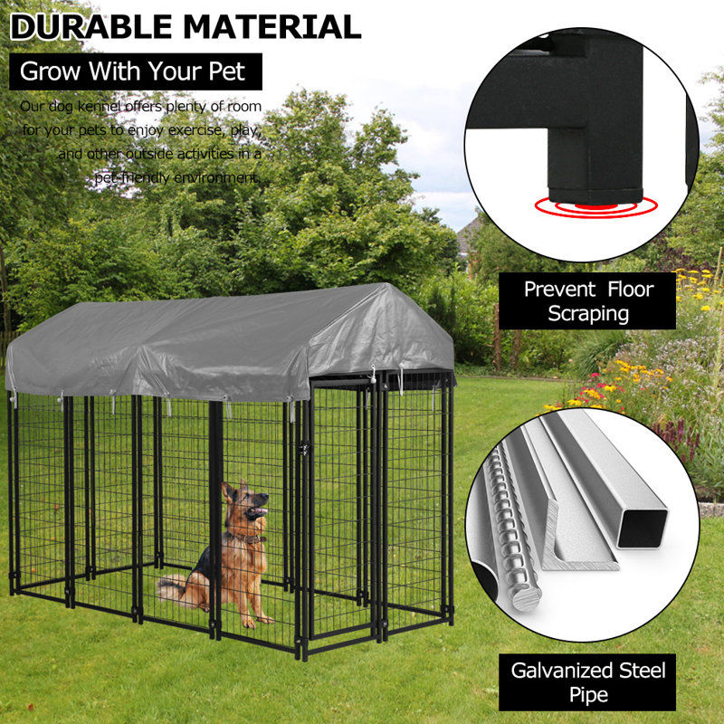 Clôture pour chien, enclos extérieur pour chien, H 4 pi x l 4 pi x P 4 pi 3 po