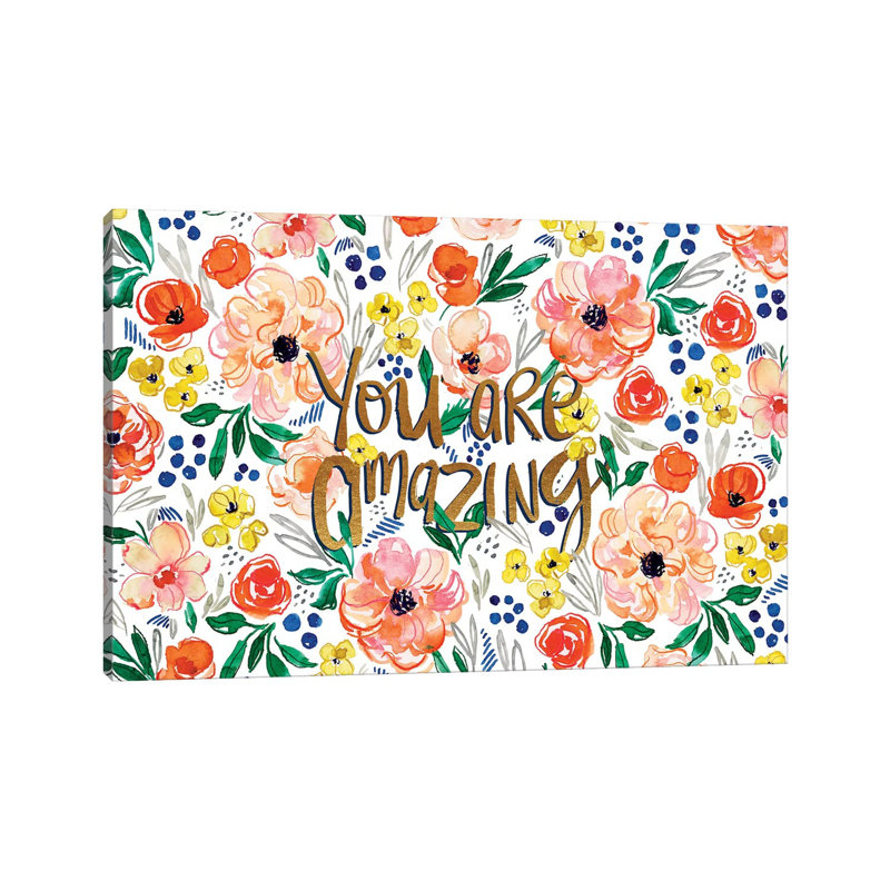 Peachy Florals by Joy Ting - Wrapped Canvas Gallery-Wrapped Canvas Giclée, 20.32cm H x 30.48cm W