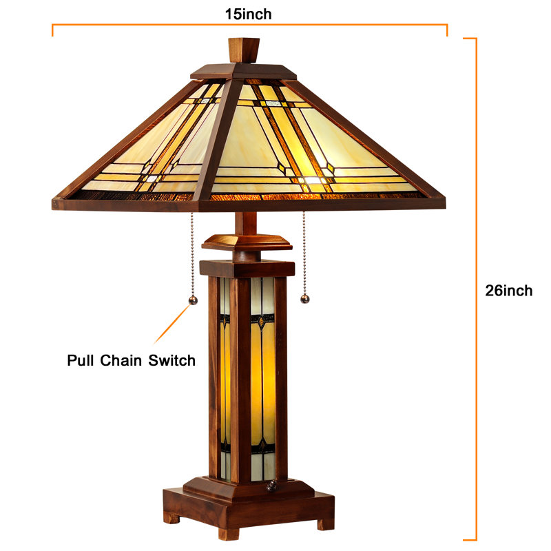 Lampe de table 3 lumières avec veilleuse 15 pouces Tiffany
