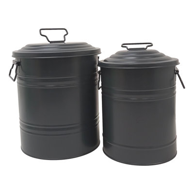 Enameled Galvanized Steel Storage Containers, Set of Two.