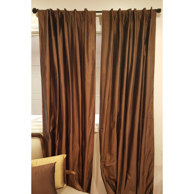 Panneau de rideau simple uni semi-diaphane avec passe-tringle, l 50 po x L 108 po, Sépia